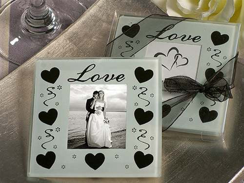 30 Pack Wedding Coasters Glass Square Photo Frame Bomboniere Favour 9x9cm - 2 Frames per Pack