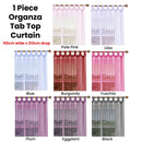 1 Piece Organza Tab Top Curtain 110 x 213 cm Black