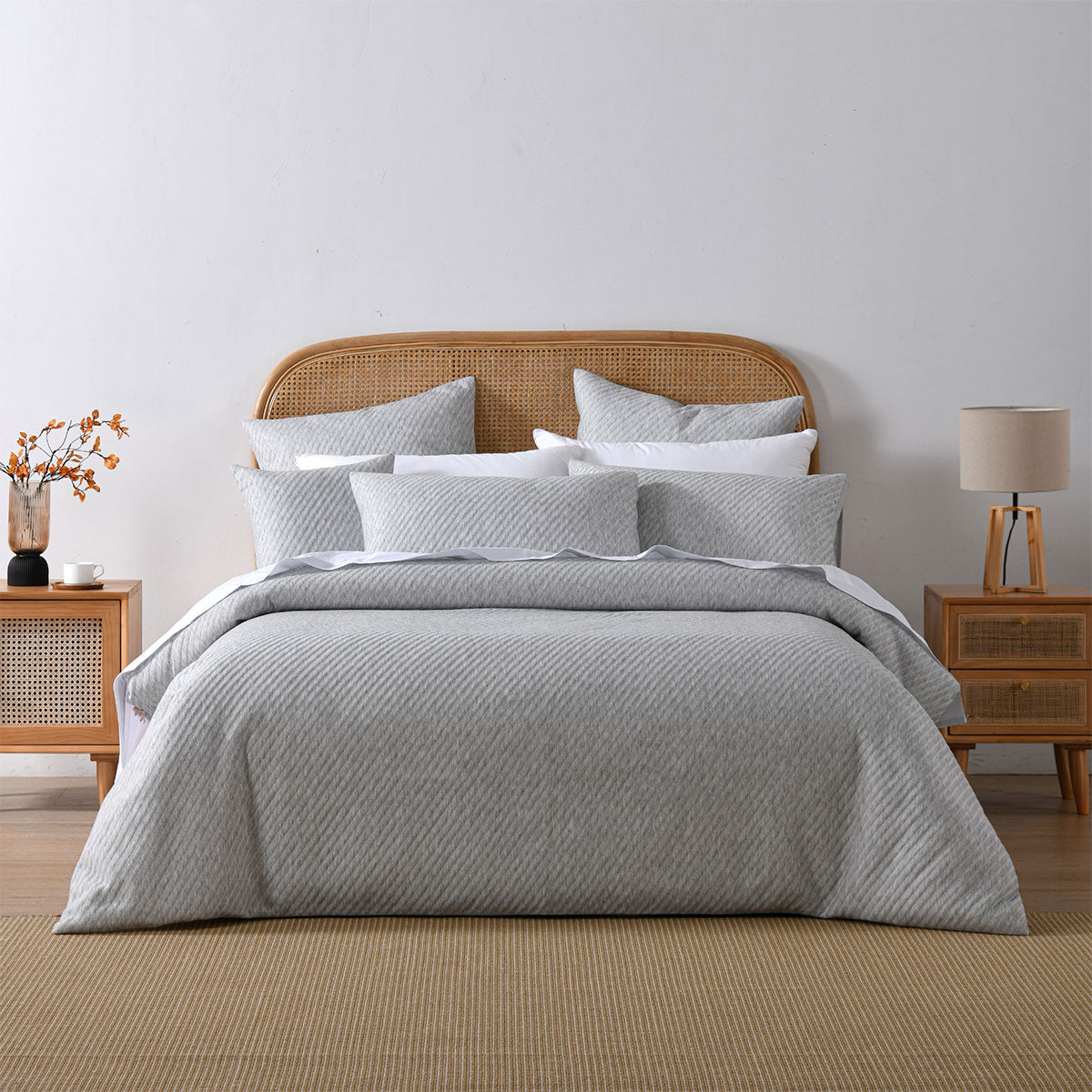 Bianca Pesaro Grey Polyester Cotton Quilt Cover Set Queen