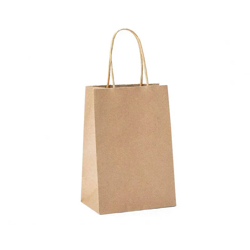 50X Kraft Paper Bags Gift Shopping Carry Craft Brown Bag With Handles - S-15cmx21cmx8cm