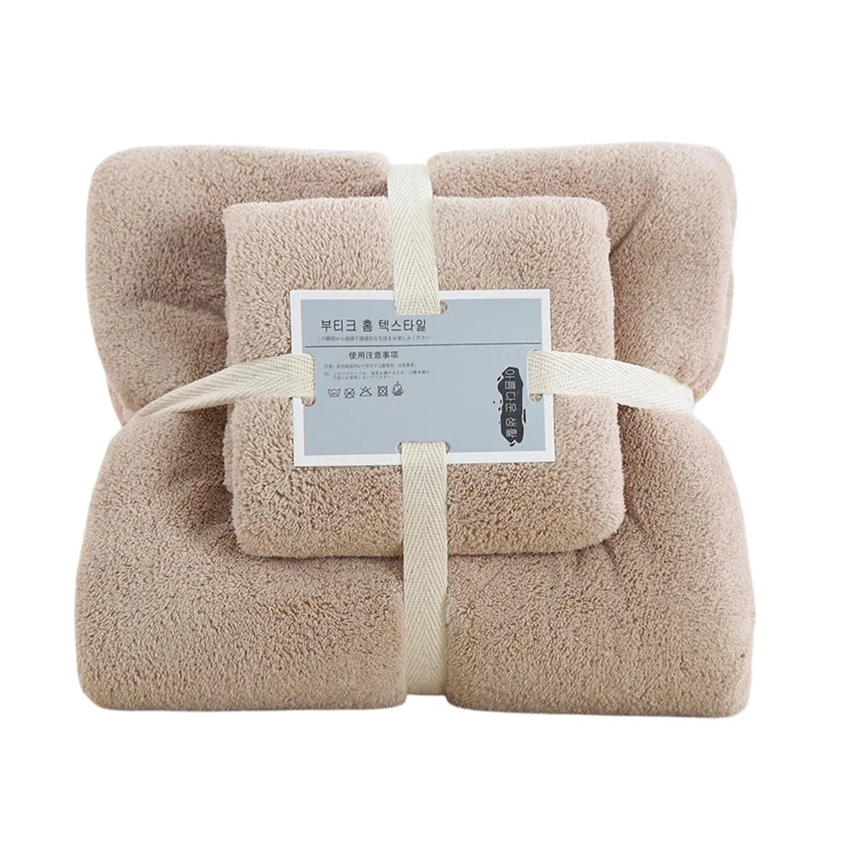 Coral Velvet Towel Set Bath Towels Soft Absorbent Quick Dry Face Hand Cloth Home - Brown