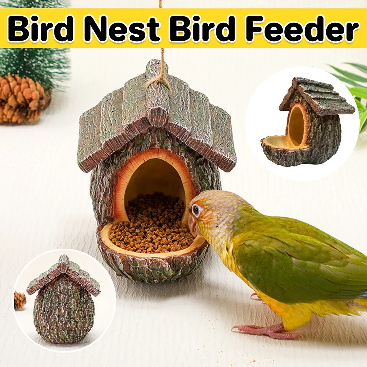 Bird Nest Bird Feeder Outdoor Garden Resin for Birds Backyard Patio Decor