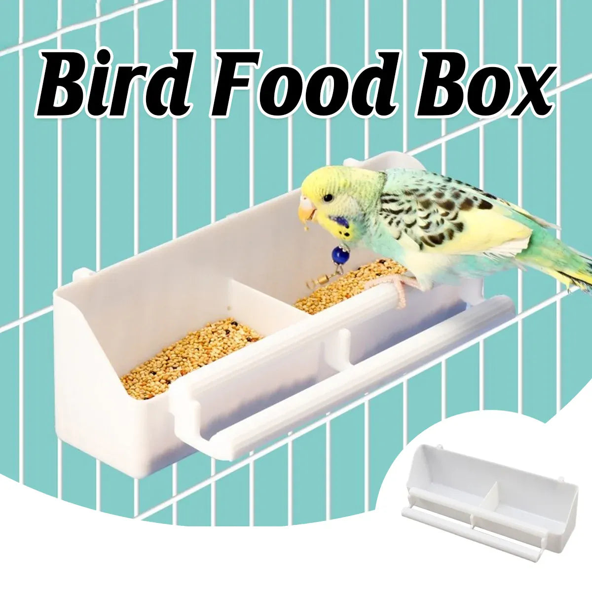 Bird Food Feeder Trough Box Water Bowl Container Cage Accessories Easy Install