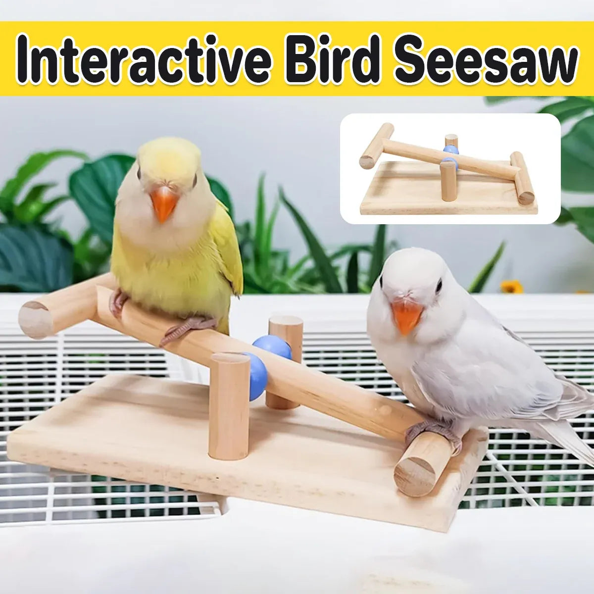 Interactive Bird Seesaw for Small Medium Birds Cage Toy Training Play Equipment