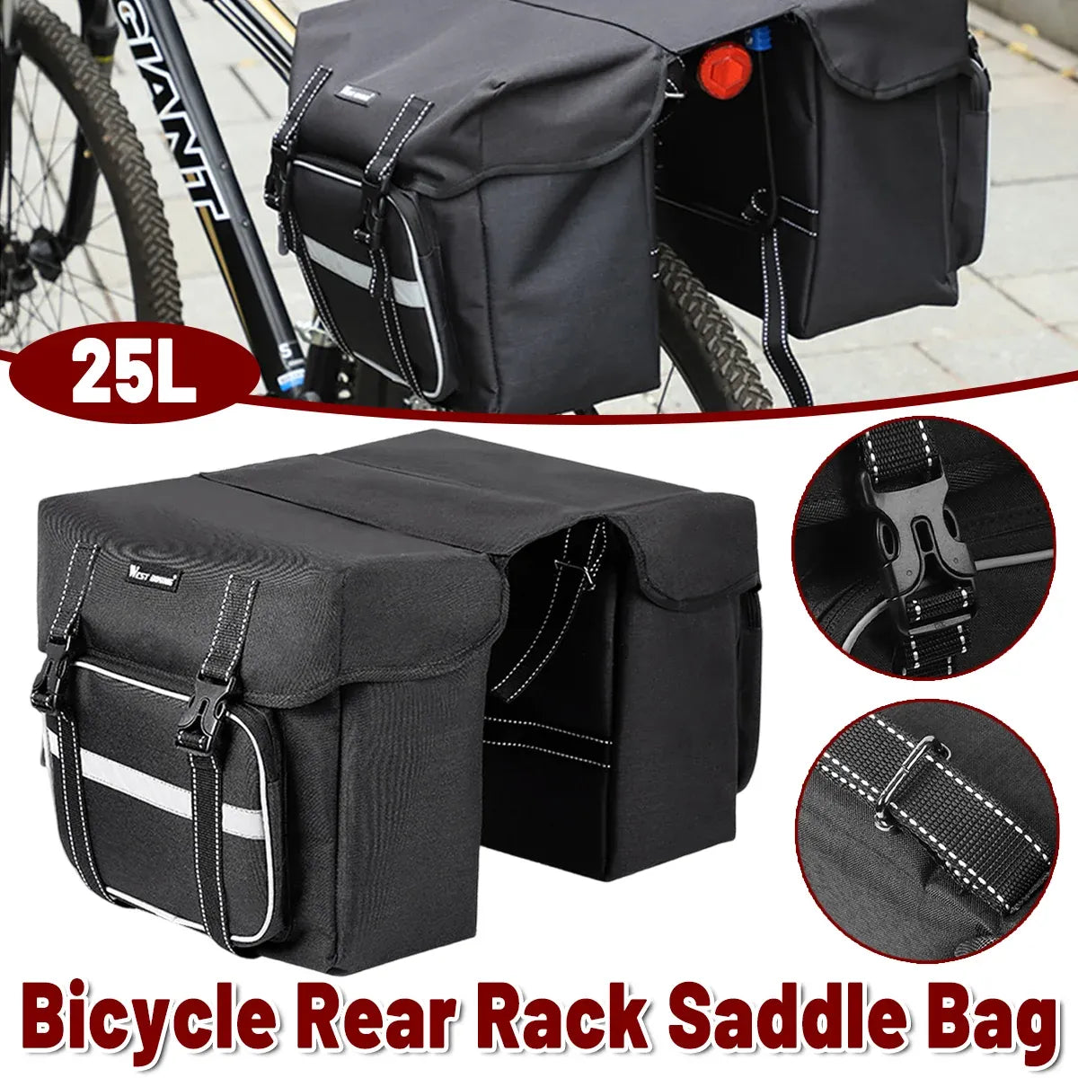 Mountain Bike Rear Rack Bag Large Capacity Bicycle Saddle Pack Waterproof Use