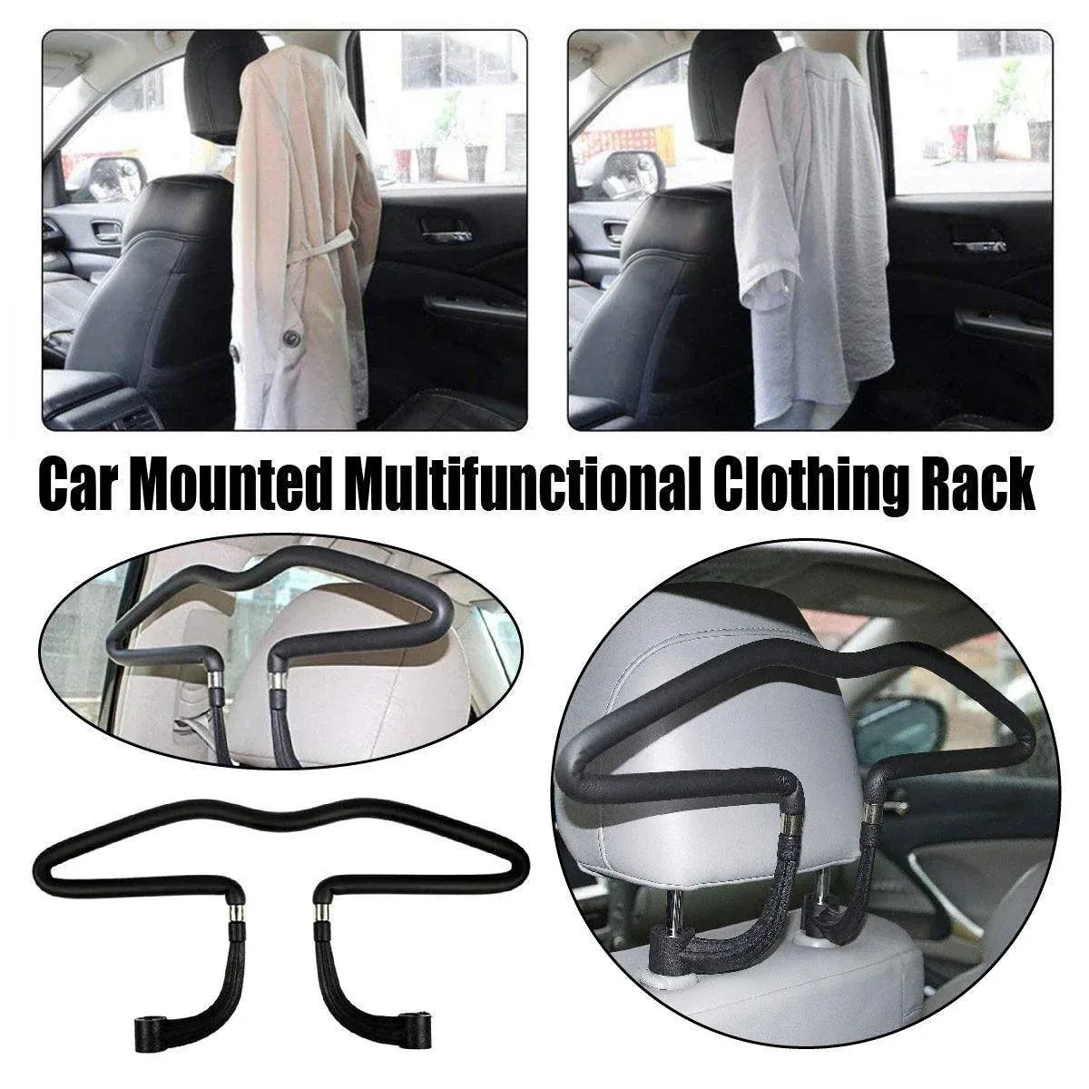 Vehicle Headrest Clothes Hanger PU Leather Suit Rack for Back Seat Storage
