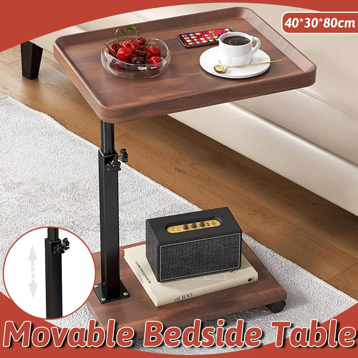 Trolley U-shaped Side Cabinet Multi-functional Luxury Mobile Bedside Table