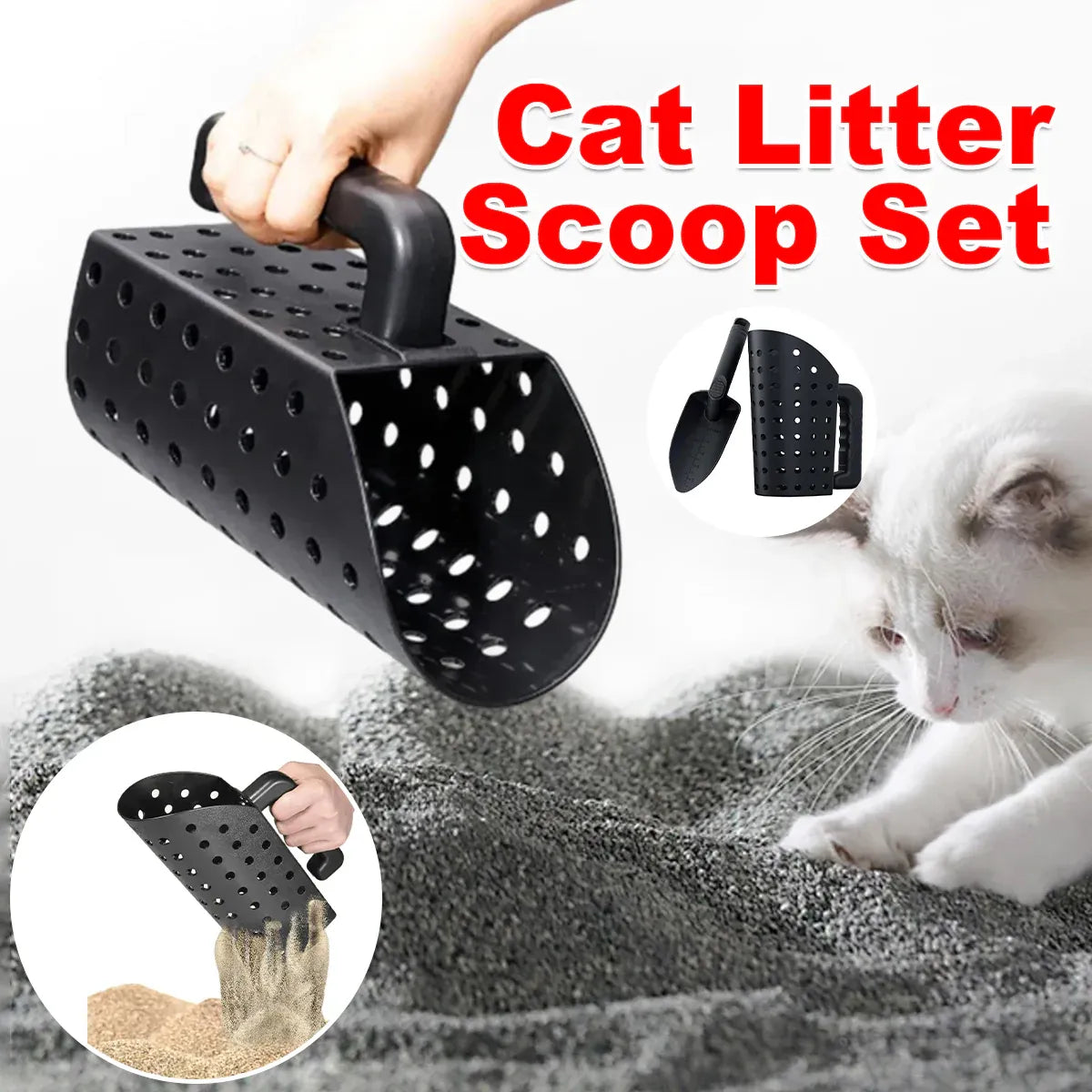 2PCS Cat Litter Scoop Durable Plastic Cleaning Shovel Kitty Box Waste Removal