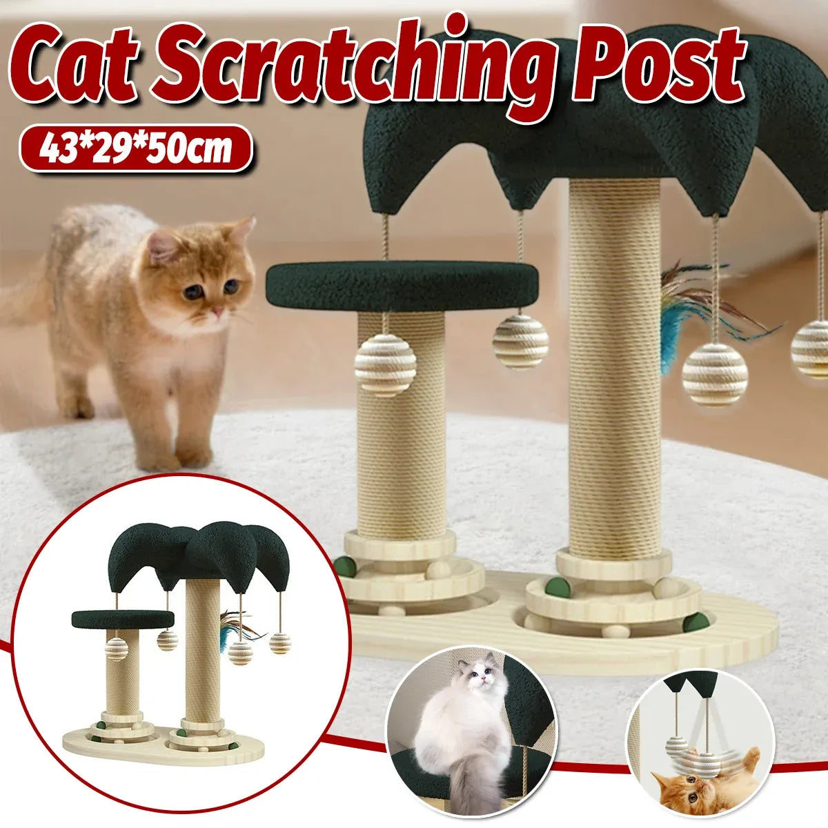Cat Scratching Post Toy Turntable Climbing Frame Board Interactive Furniture
