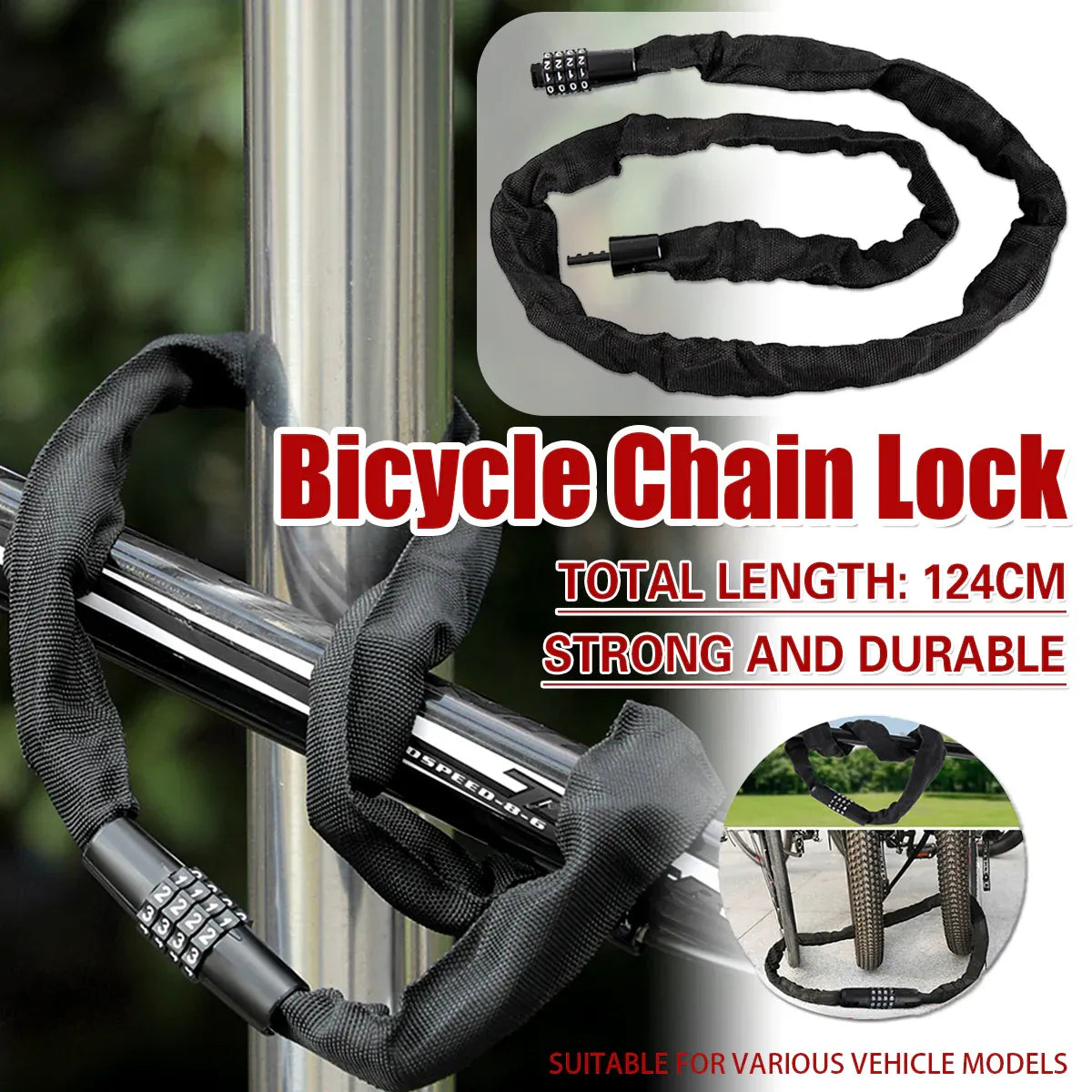 Heavy Duty Chain Lock Motorcycle Bicycle Security Anti Theft Lock For Bike