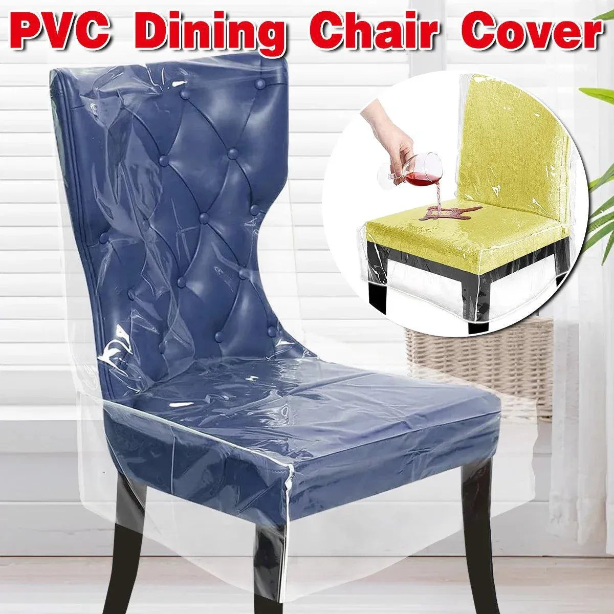 Elastic PVC Dining Chair Cushion Cover Universal Seat Protector with Backrest