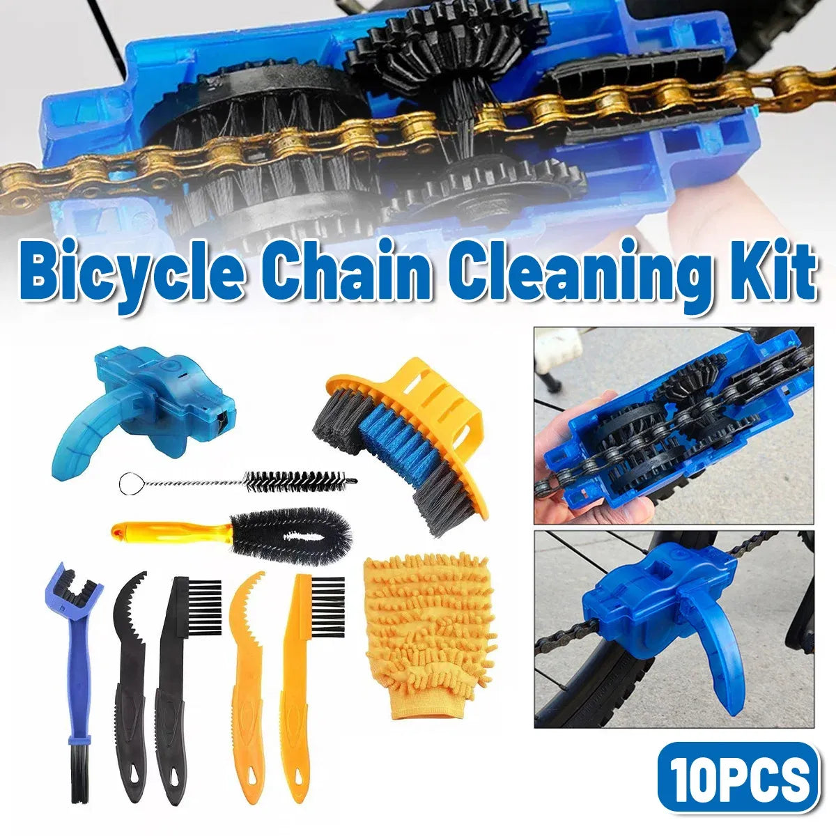 10 Piece Bike Cleaning Brush Kit Bicycle Maintenance Tool Set for Chain and Gear
