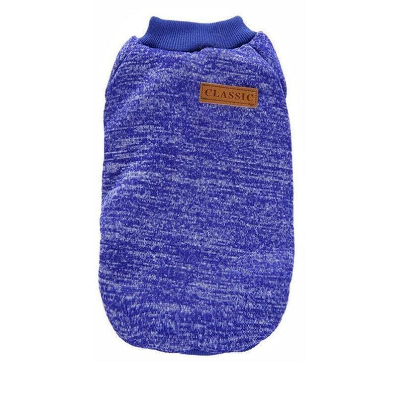 L Size Cute Pet Dog Warm Jumper Sweater Clothes Cat Knitted Coat Winter - Blue