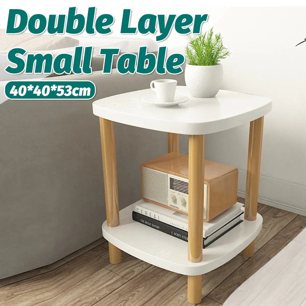 Small Coffee Table Simple Two Layer Mini Table Living Room Side Table Compact
