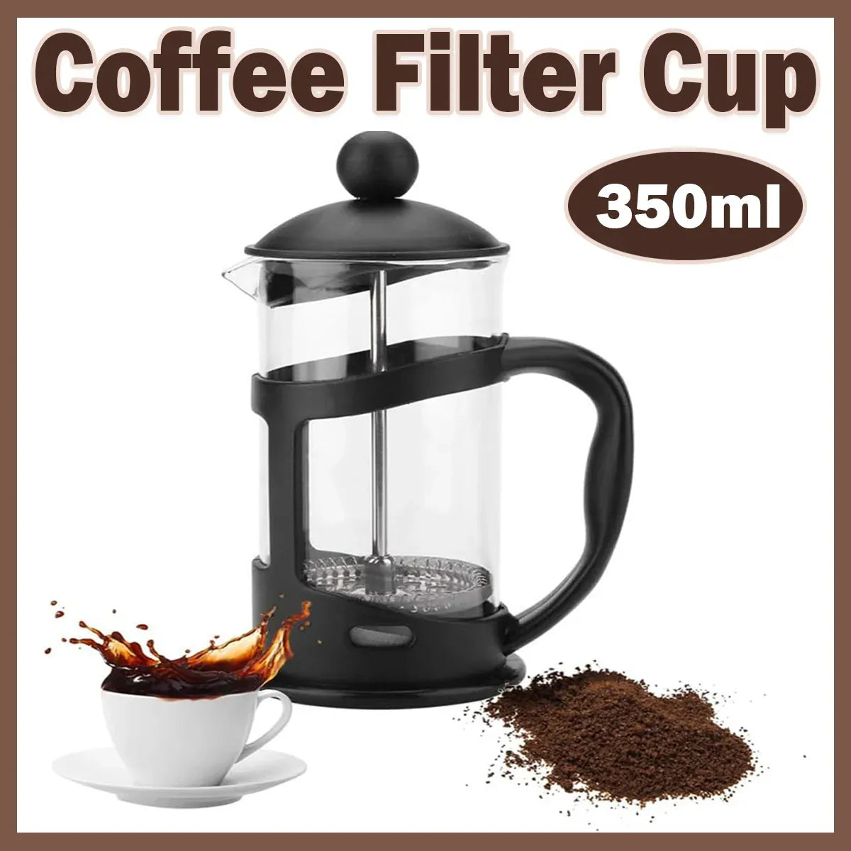 350ml French Press Coffee Maker Hand Press Tea Brewer with Filter