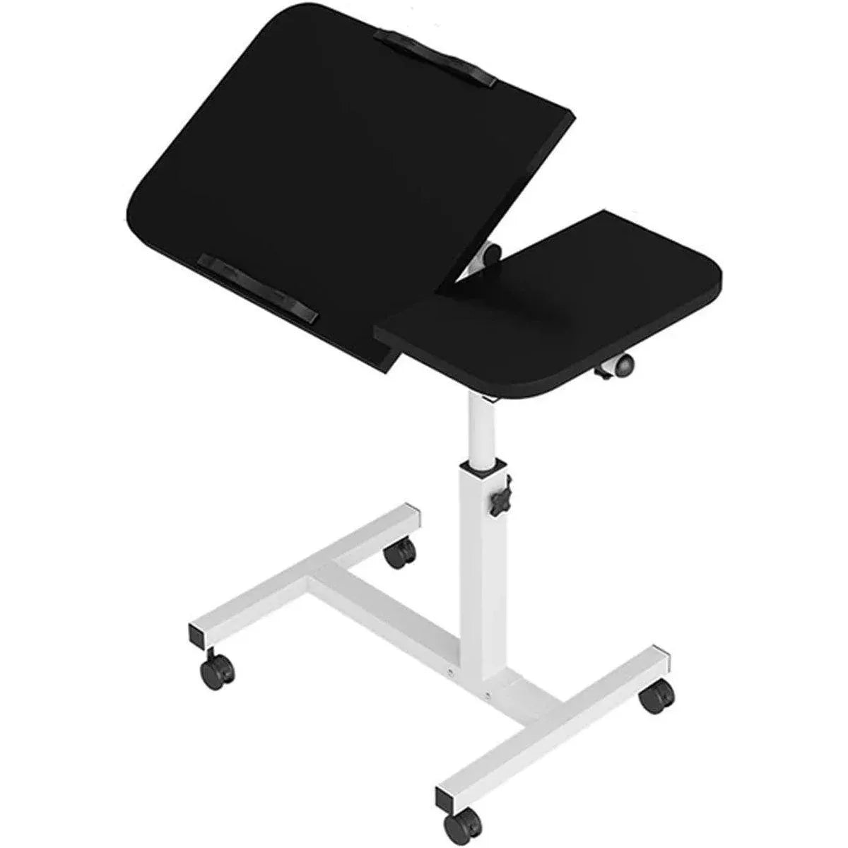 Adjustable Folding Computer Desk Stand Floor-Standing Movable Bedside Table - Black