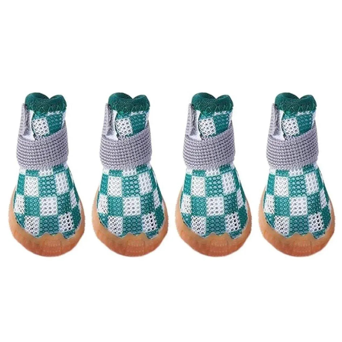 4pcs Breathable Mesh Dog Shoes Small Pets Puppy Paw Protection Summer Boots - Green-1
