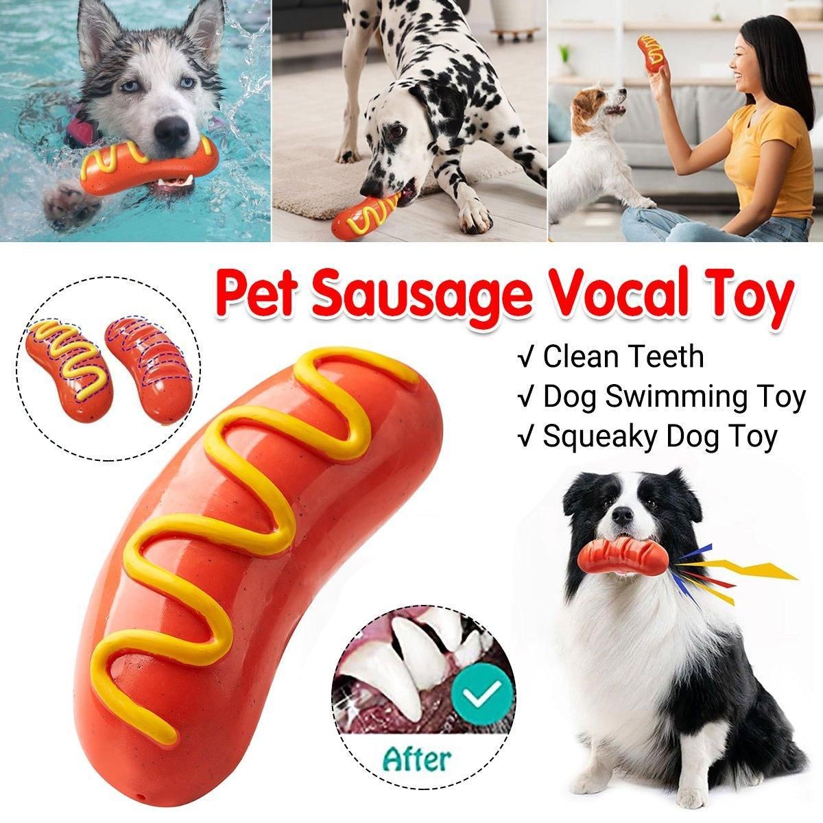 Dog Chew Toy Baked Sausage Ham Squeaky Pet Toy Bite Resistant Grinding Bar