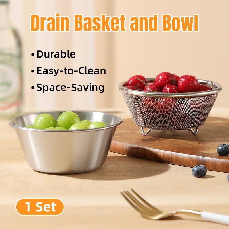 Mini Stainless Steel Sieve Drainage Basket Fruit Filter Basin for Kitchen Use