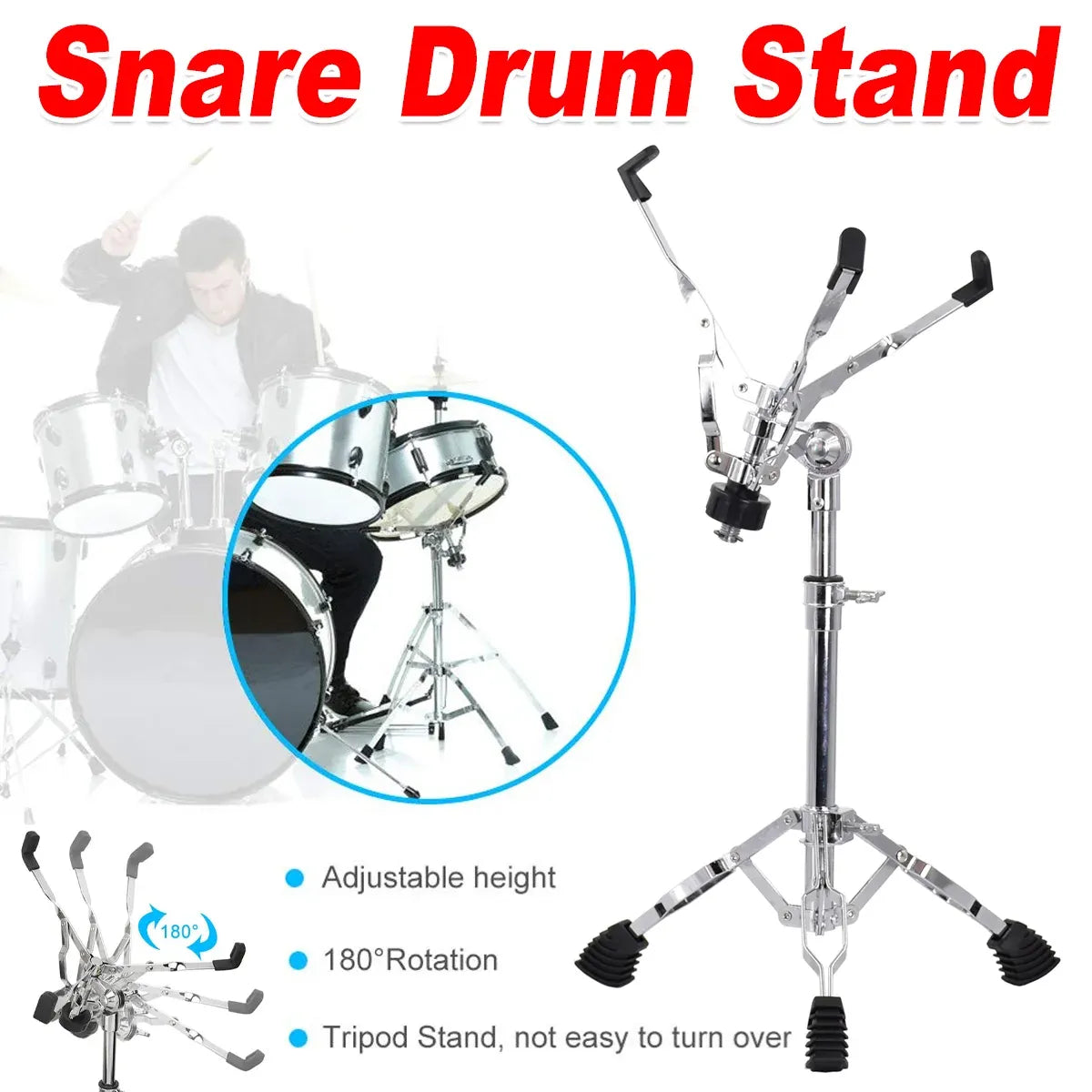 Drum Stand for Practice Pad Snare 22 Pipe Diameter Adjustable Steel Drum Kit