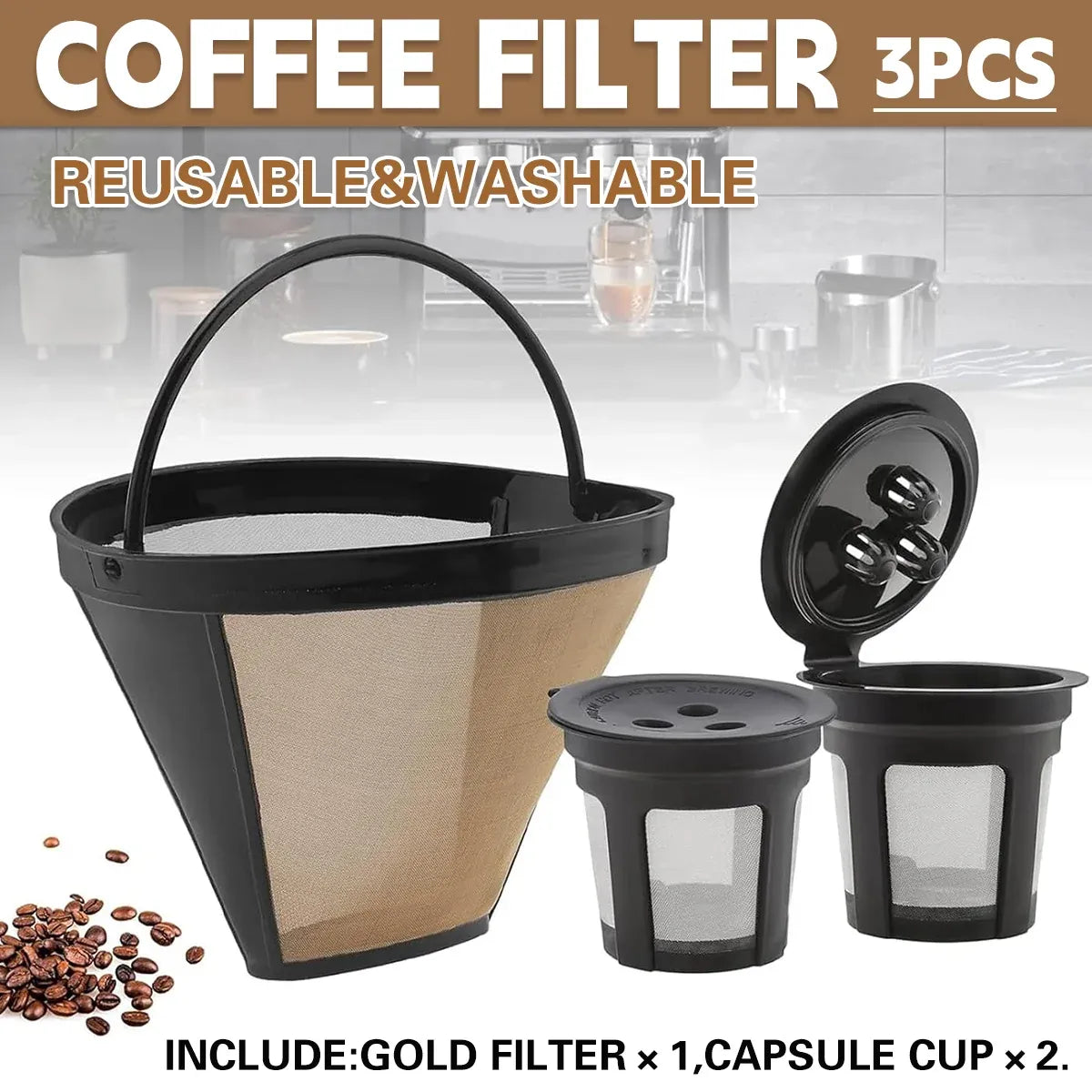 Coffee Machine Filter Standard Model Golden 304 Stainless Steel Outlet Funnel