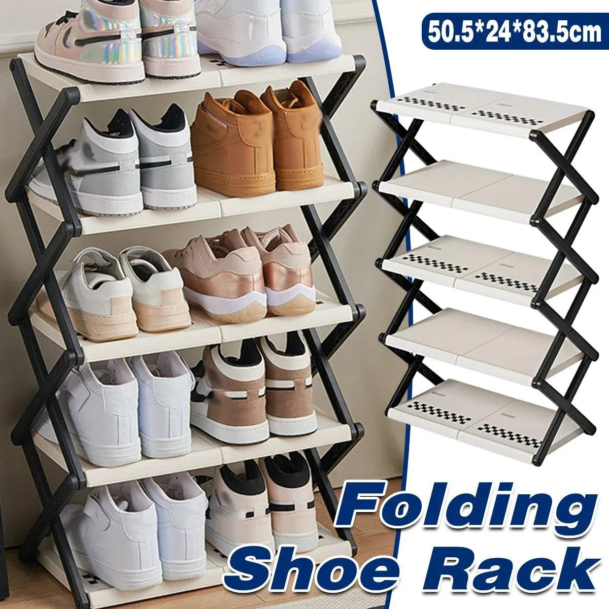 5 Tier Folding Shoe Rack Simple Shoe Storage Organizer for Home and Closet Use