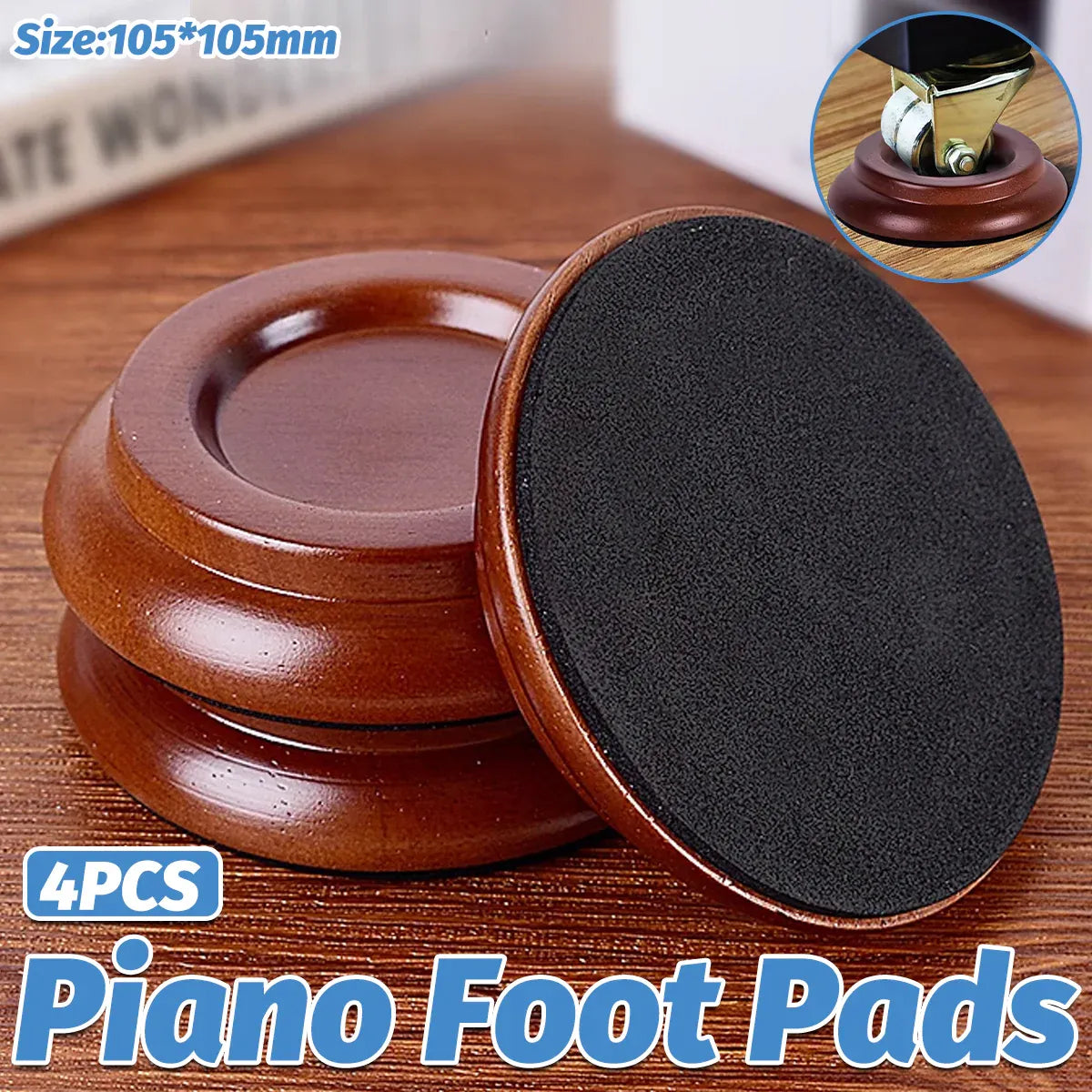Piano Floor Mat 4pcs Anti Slip Pads Wooden Upright Grand Piano Foot Protection