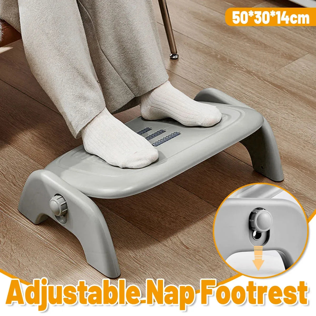 Foot Rest Stool Office Under Desk Fold Footrest Massage Cushion Grey