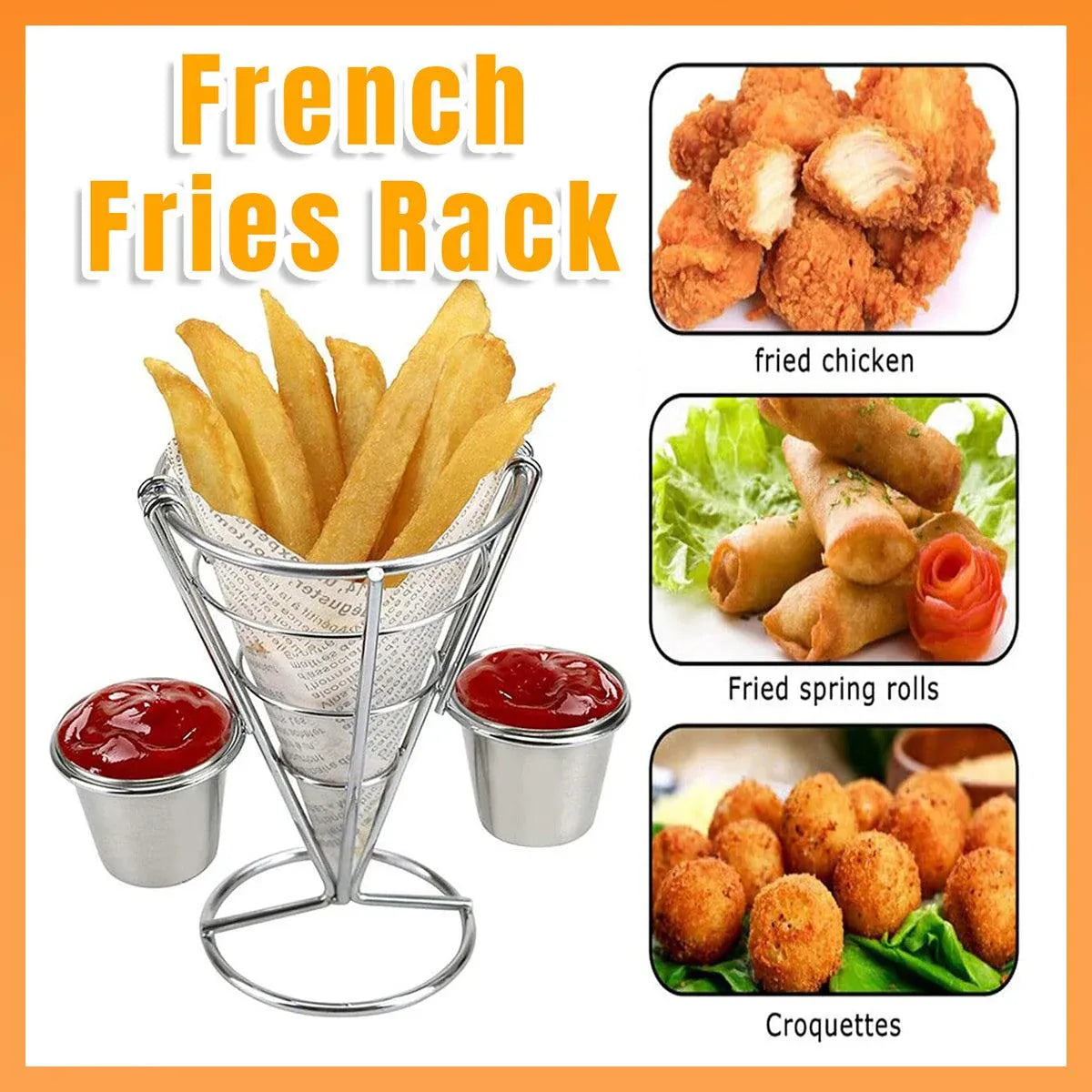 French Fries Basket Stand Tapered Snack Holder Serving Basket for Fries Snacks