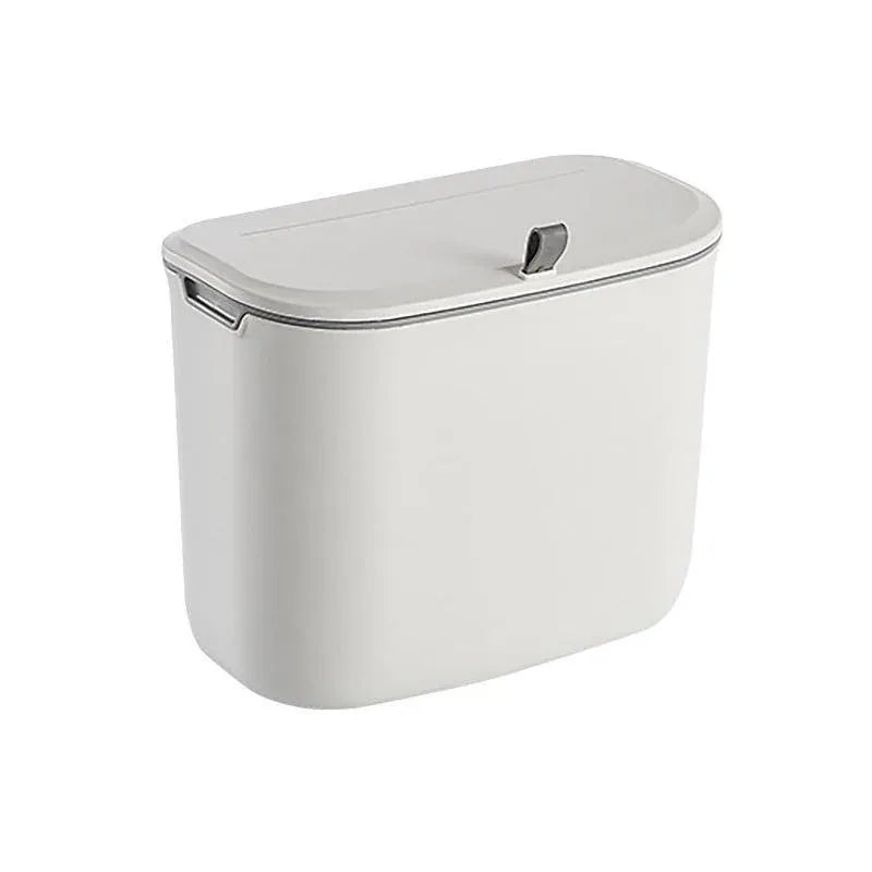 Wall Mounted Hanging Wastebasket with Sliding Lid for Kitchen and Bathroom Use - 7L