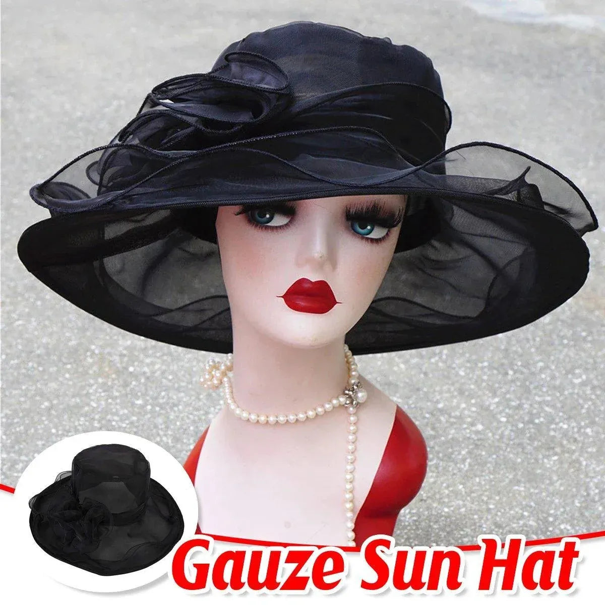 Ladies Large Brim Sun Hat Lightweight Bowler Hat Summer Beach Outdoor Protection