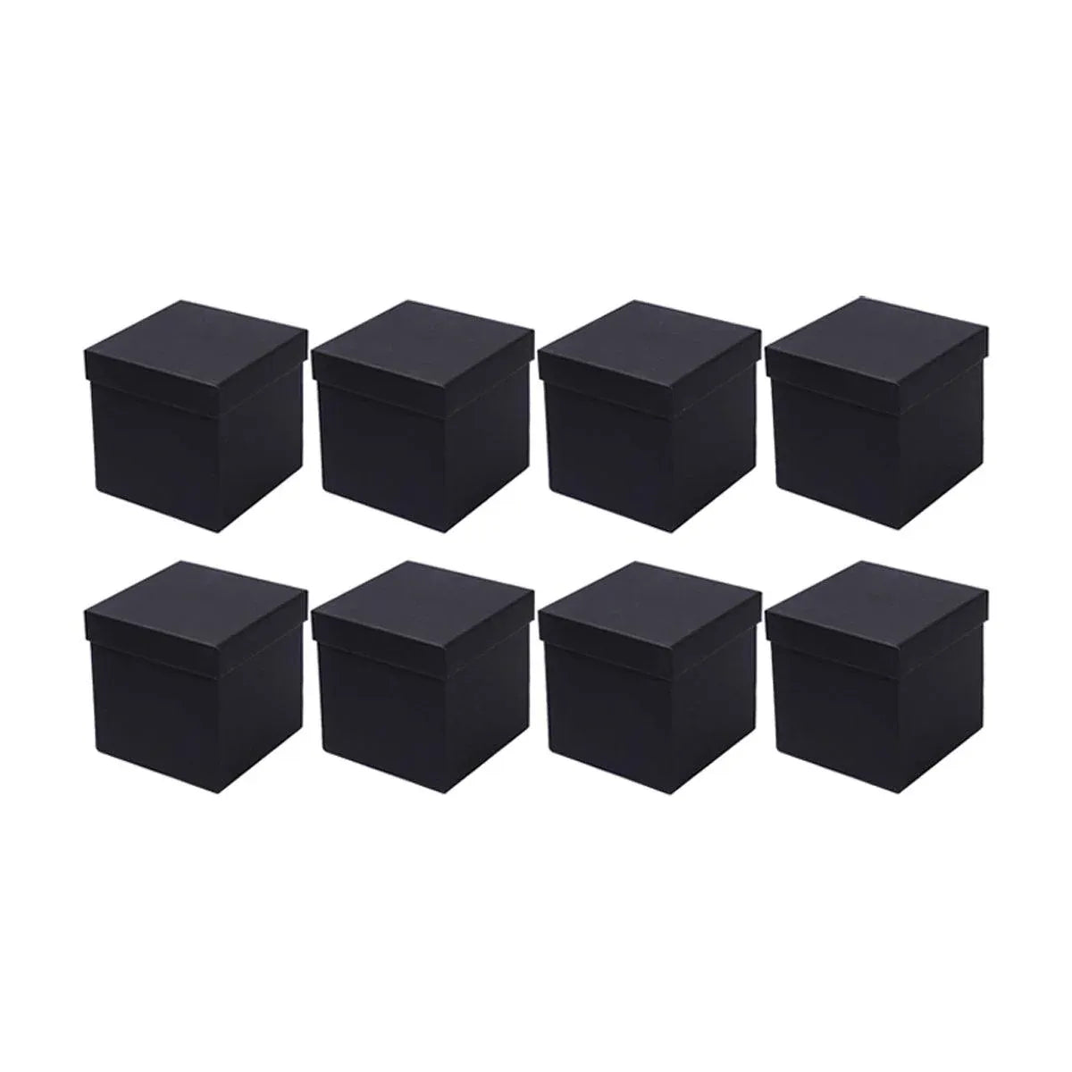 Square Gift Boxes 8pcs Empty Packaging Boxes for Favour Party Wedding Storage - Black-12x12cm