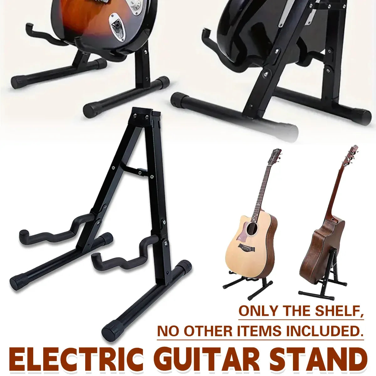 Folding Double Guitar Stand Floor Rack Electric Acoustic Bass Gig Holder Mount