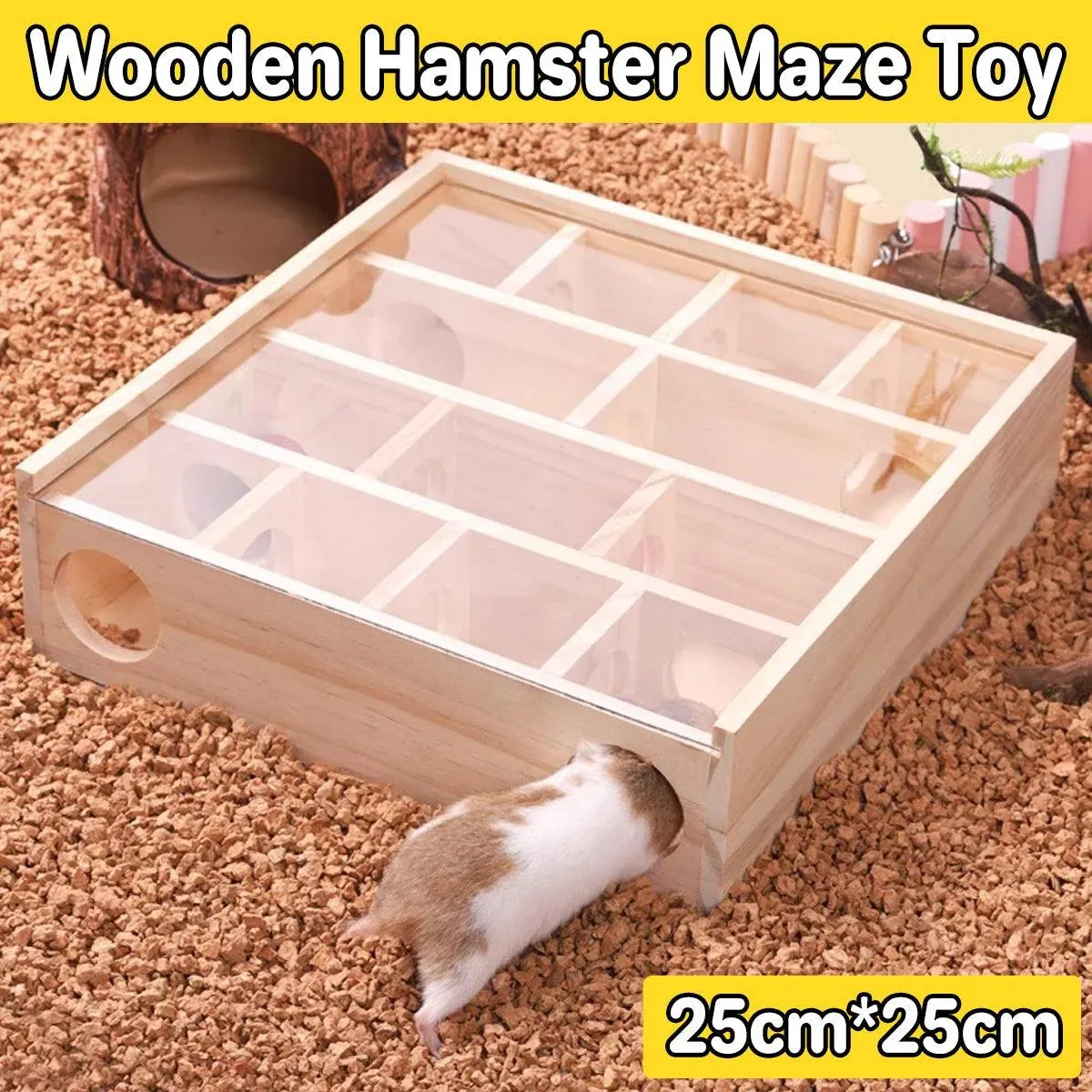 Wooden Hamster Maze Toy Interactive Small Pet Toy for Hamsters and Small Animals