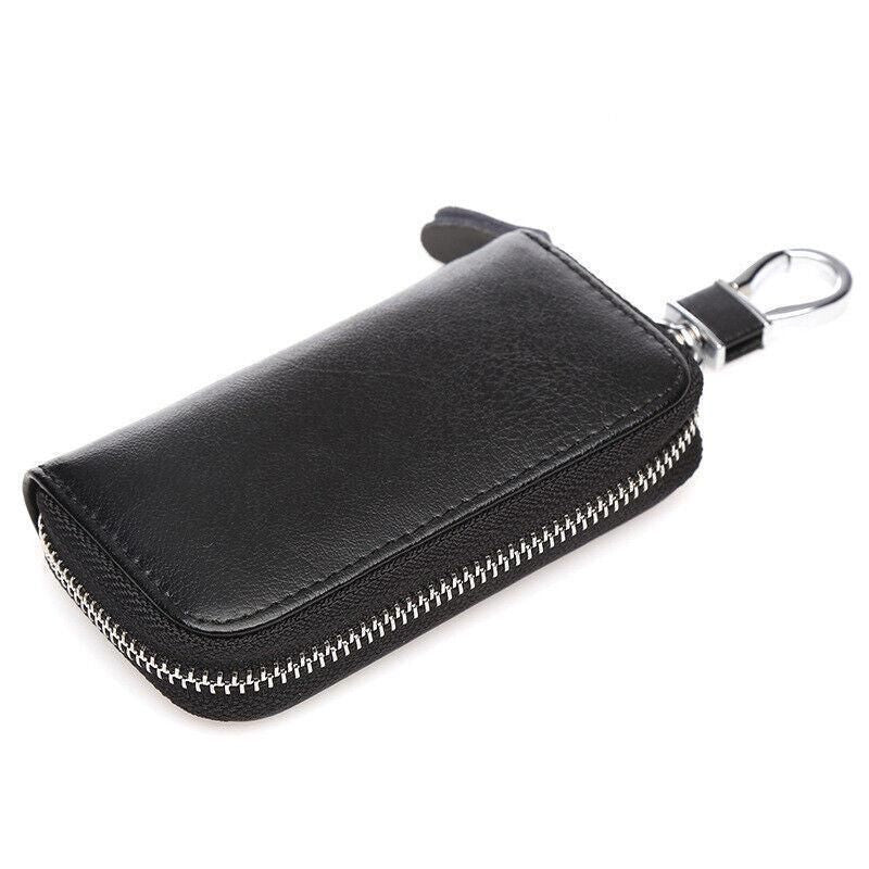 Key Holder Bag Leather Case Ring Wallet Car Unisex Pouch Keychains Black Coffee - Black