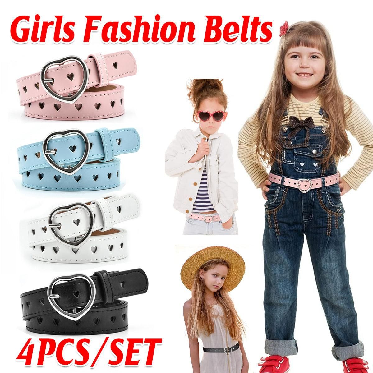 4pcs Women Hollow Out Belt Love Buckle Fashion Waist Belt Adjustable Strap