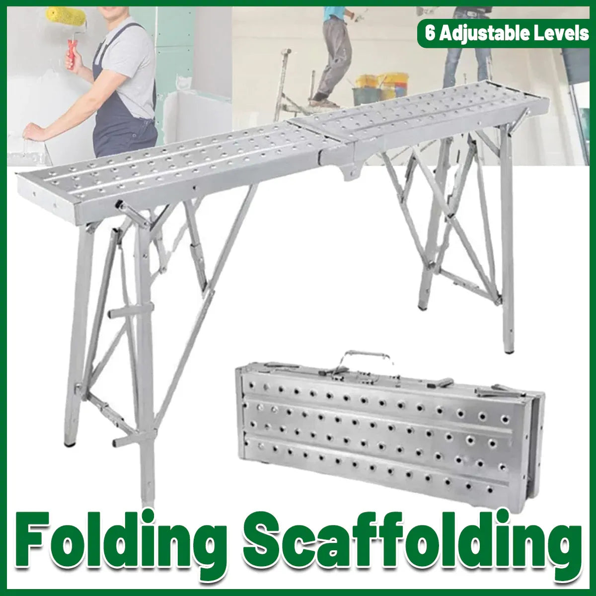 Folding Scaffolding Platform Galvanized Steel Pipe 150kg Load-Bearing Adjustable