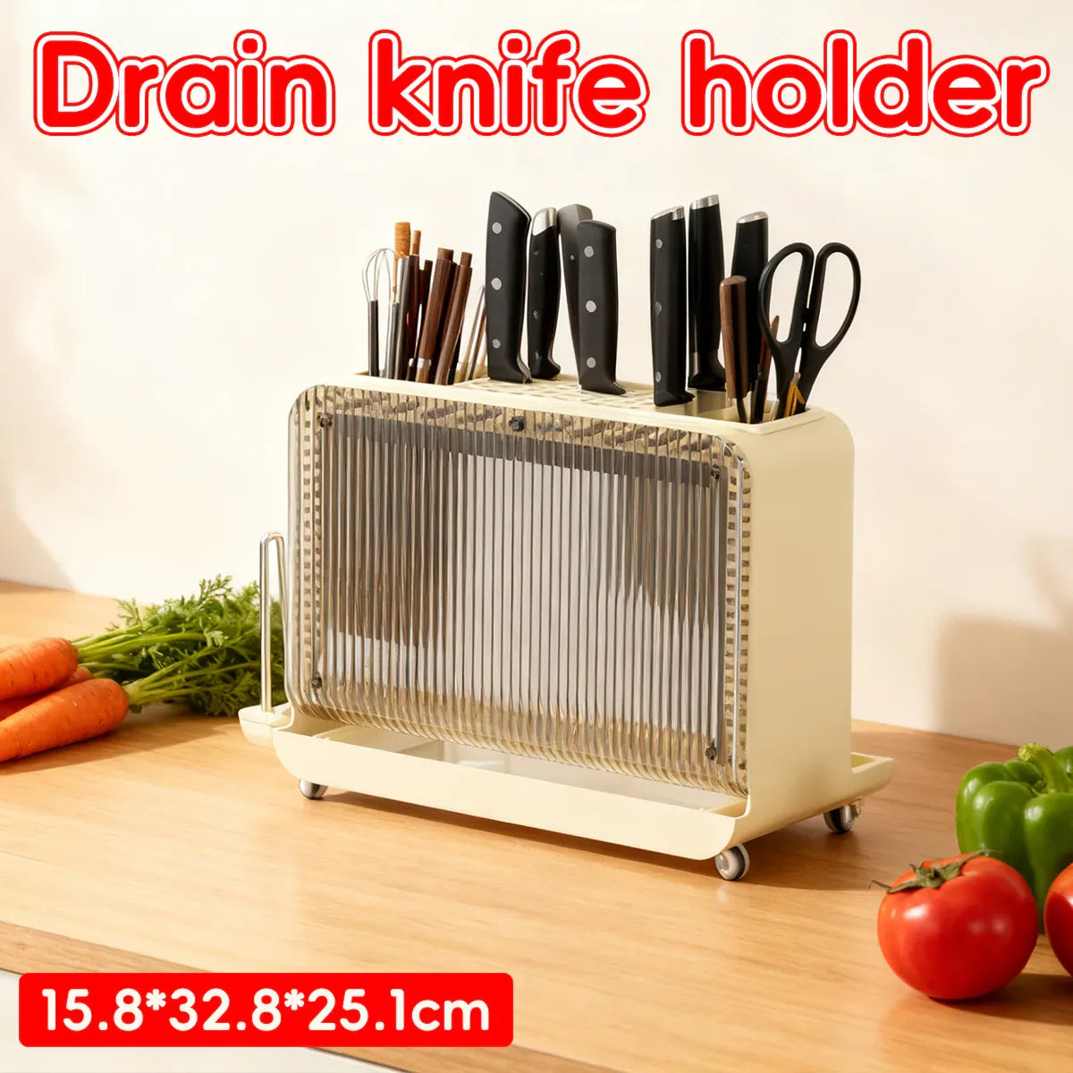 Drain Knife Holder for Kitchen Knives Storage Large Capacity Durable Sturdy