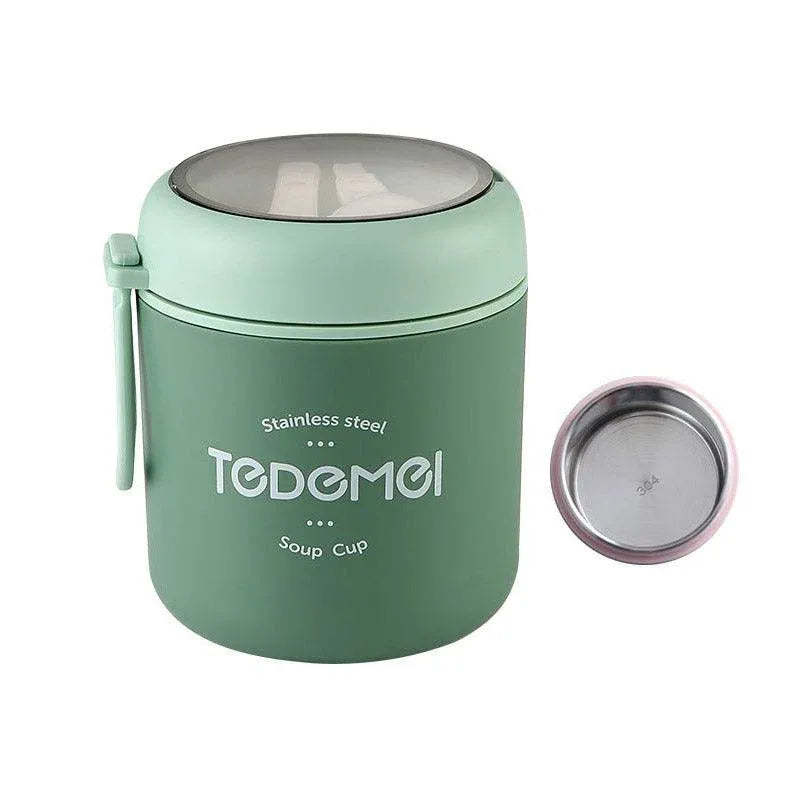 530ml Stainless Steel Insulated Lunch Box Portable Food Storage Mug Soup Meals - Green
