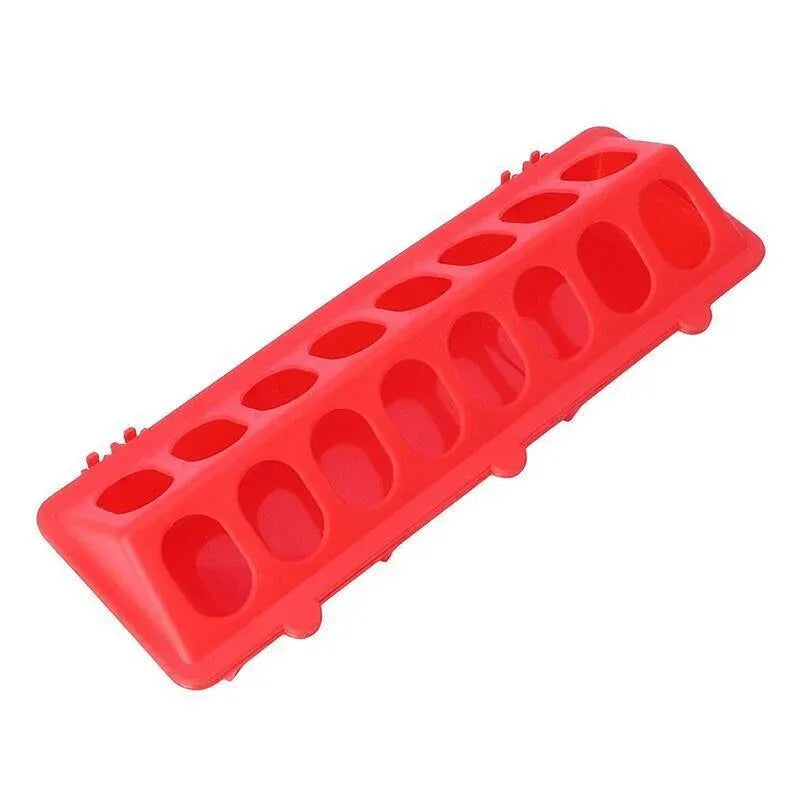 30cm Feeder Storage Trough Quail Drinker Plastic Wild Stable Chick Birds Pigeons - Red
