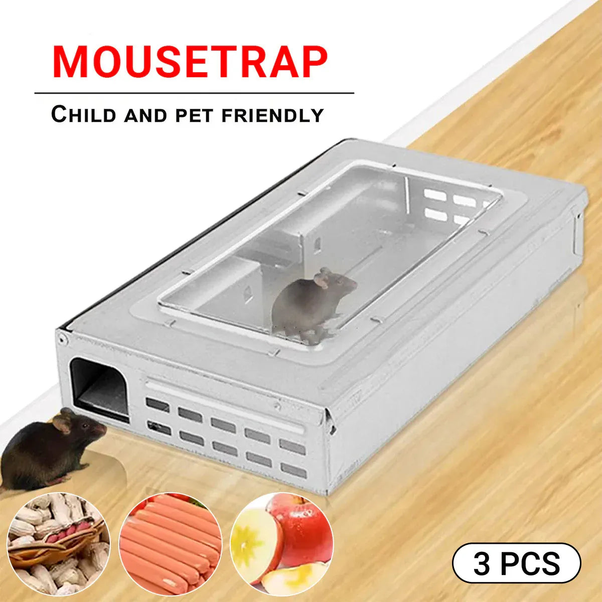 Humane Rodent Catcher Reusable Pest Control Box Enclosed Design for Home Use