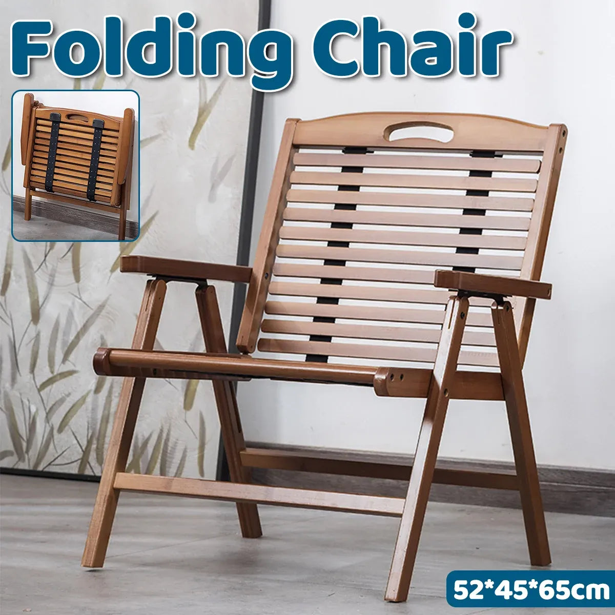 Bamboo Portable Foldable Chair With Backrest Breathable Sturdy Easy Storage