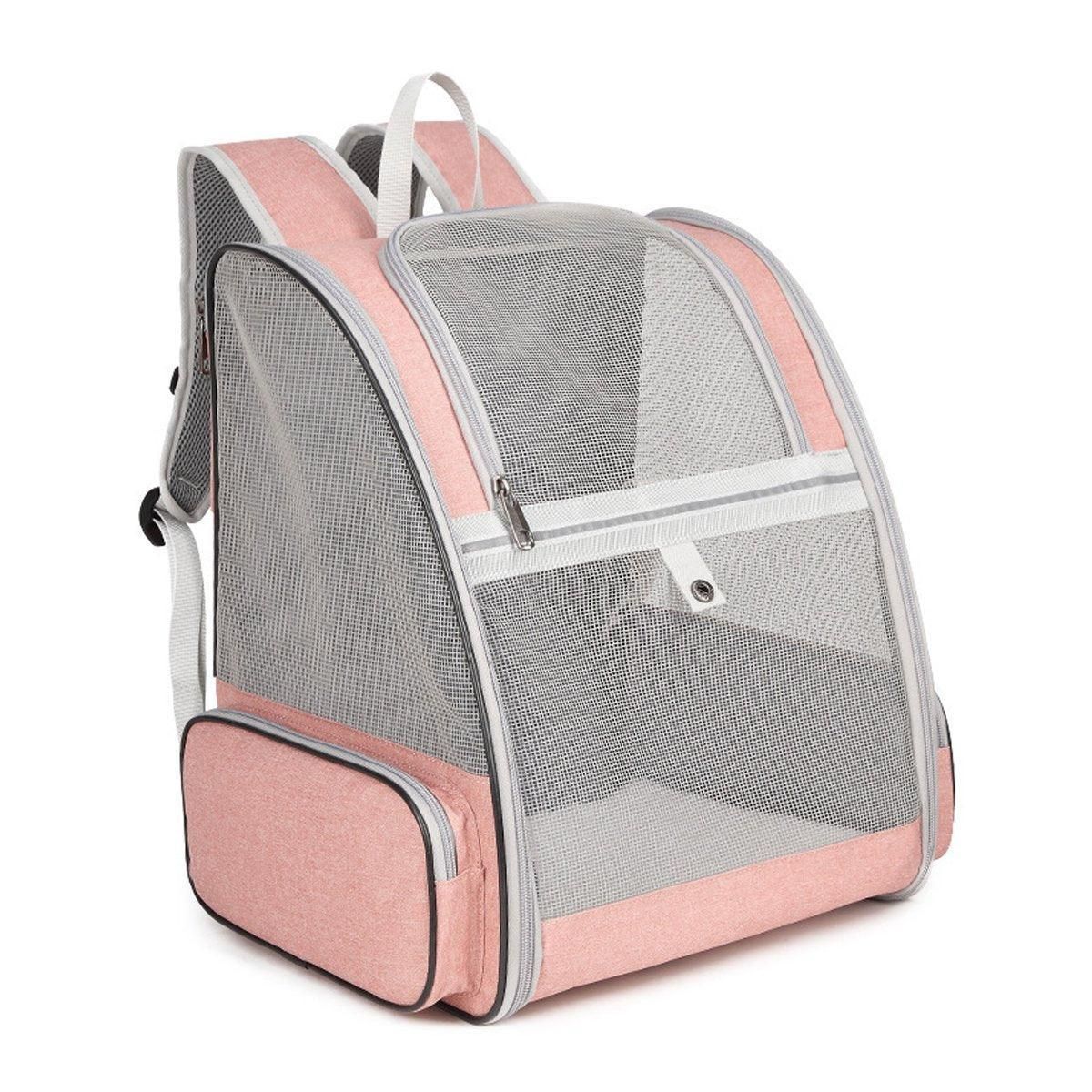 Large Foldable Breathable Portable Cat Dog Bag Outdoor Shoulder Pet Backpack - Pink