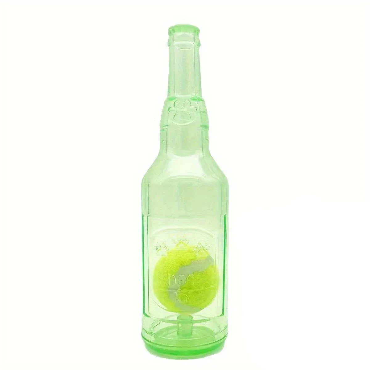 Durable Pet Teething Resistant Tennis Ball Wine Bottle Chew Toy for Dogs Play - Green-L