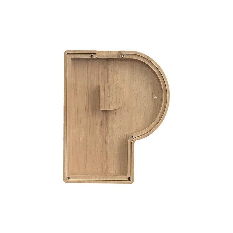 Wooden Piggy Bank Funny Letter or Guitar Coin Saving Money Box AβZ Gift Idea - P