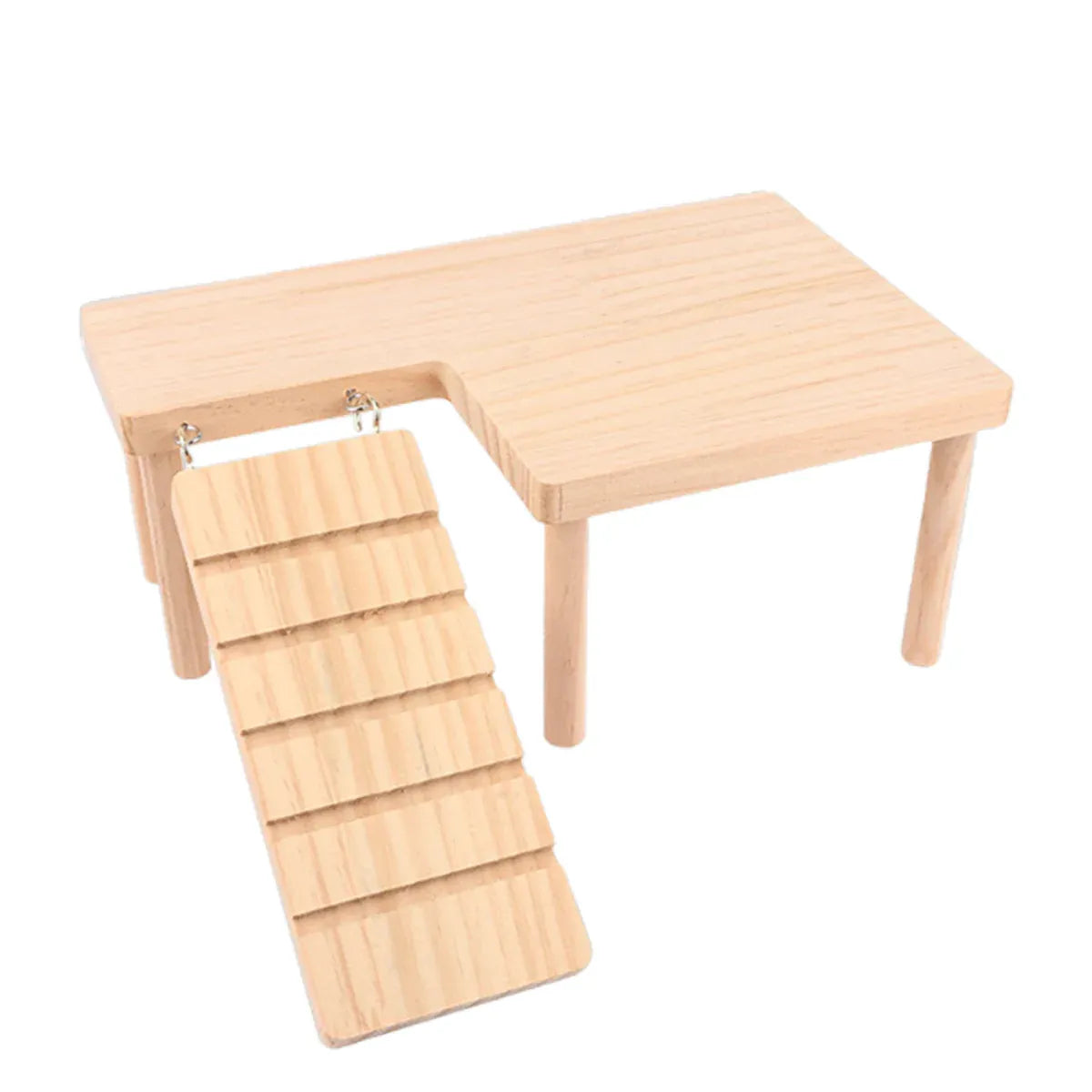 Hamster Wood Stand Platform with Ladder Small Animal Toy Hamster Rat Accessories - L-shape