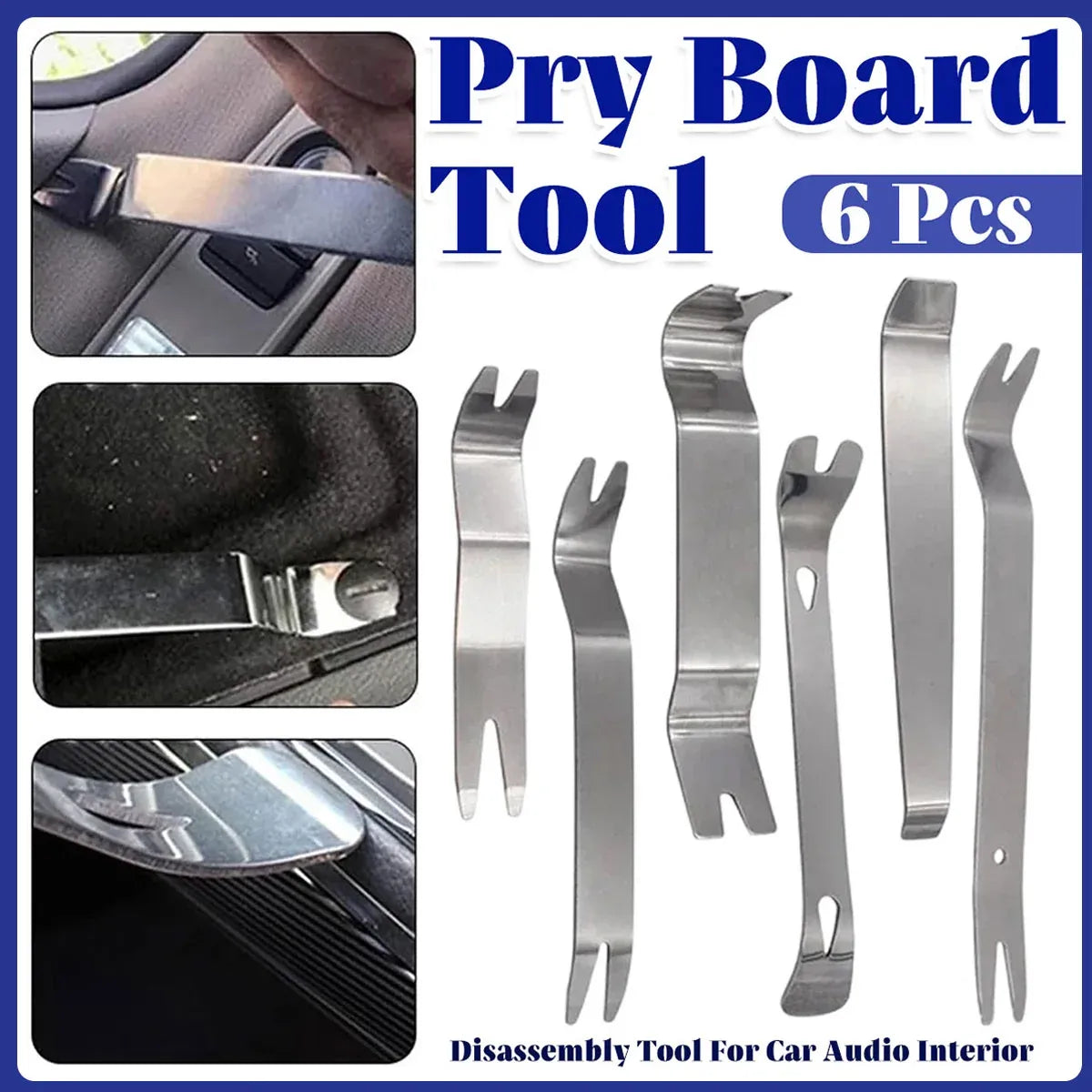 6pcs Pry Bar Tool Set Metal Dismantling Plate Fastener Remover For Car Repair