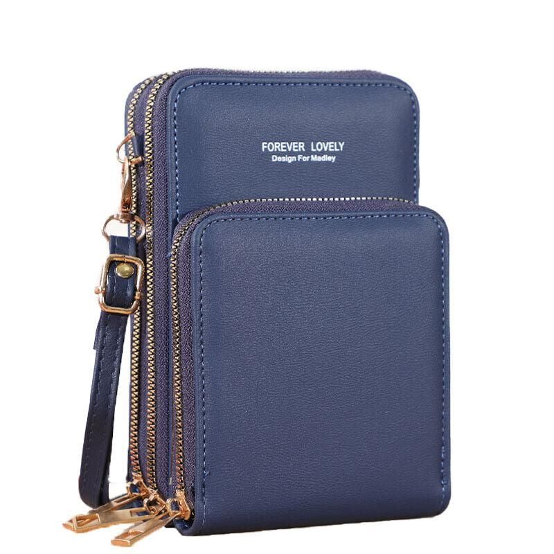 Women Crossbody Phone Purse Touch Screen Bag Rfid Blocking Wallet Shoulder Strap - Dark Blue