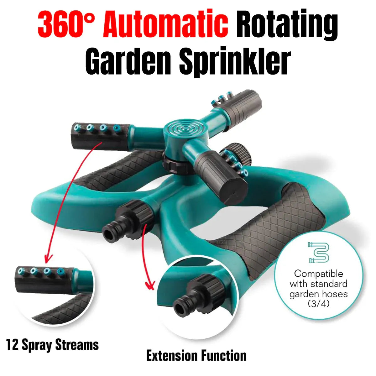 360Β° Rotating Sprayer Watering Grass Lawn Automatic Garden Tool Water Sprinkler