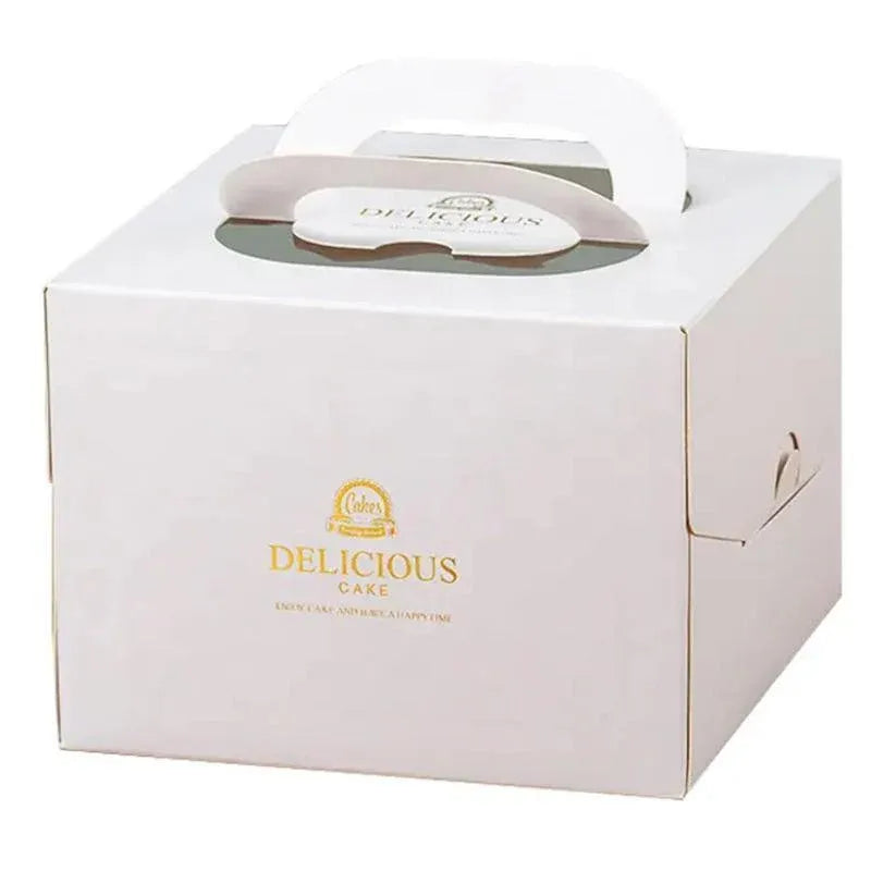 30PCS White Portable Cake Boxes Display Window Packing Case Party with Handle Birthday - 6 inch